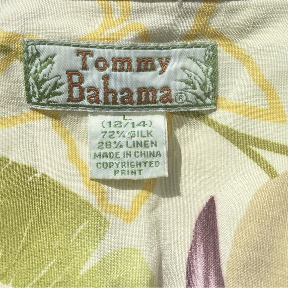 Tommy Bahama Linen Silk Blend Floral Collared Button Down Blouse Women’s Large - Picture 5 of 5
